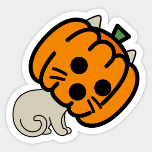 Surprised Pumpkin Mask Cat Sticker